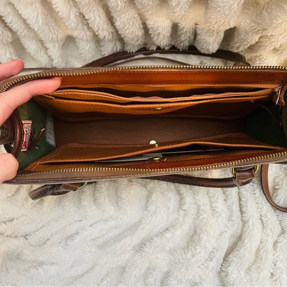 Dooney & Bourke Green and Brown Leather Satchel - Picture 10 of 12